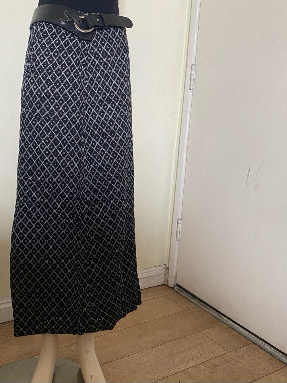 Black & White Geometric Maxi Skirt - Women